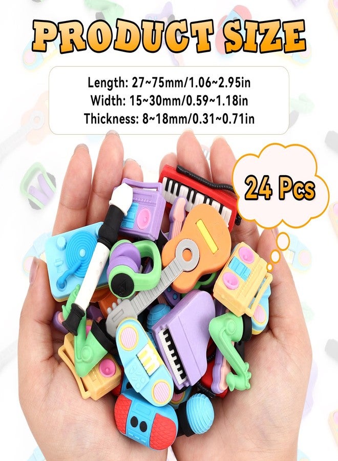KINYFY 24 Pcs 3D Mini Musical Instrument Erasers, Cute Instrument Pencil Erasers, Fun Take Apart Musical Puzzle Eraser Bulk for Classroom Prizes, Gifts Supplies, Back to School Party Favors - Image 2